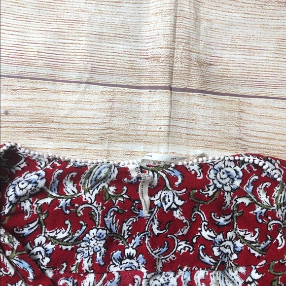 Anthropologie Feather Bone Latrobe floral lace-up smocked peplum blouse - Picture 3 of 9